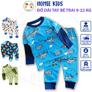 Set đồ dài tay bé trai 9-22 kg bộ quần áo trẻ em thu đông vải thun cotton borip co giãn mềm in hoạt hình đẹp Homie Kids