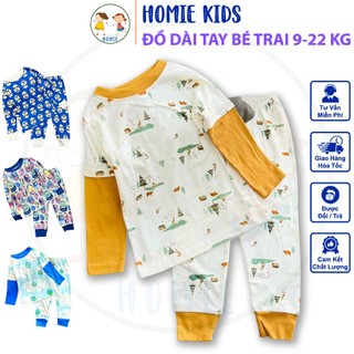 Set bộ dài tay bé trai 9-22 kg quần áo trẻ em thun cotton co giãn đồ dài borip nhiều màu hoạt hình đẹp Homie Kids