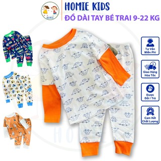 Đồ bộ tay dài bé trai 9-22 kg set quần áo trẻ em thu đông vải thun borip co giãn mềm hình in đa dạng Homie Kids
