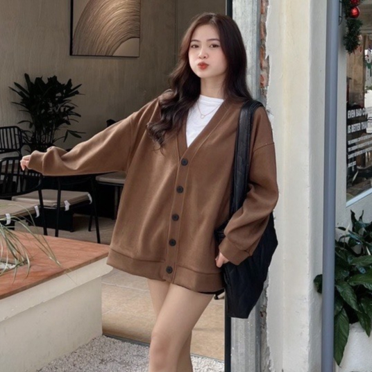Áo cadigan nỉ trơn fom rộng dáng dài - 247store.vn - Aocadigan023_P0K16
