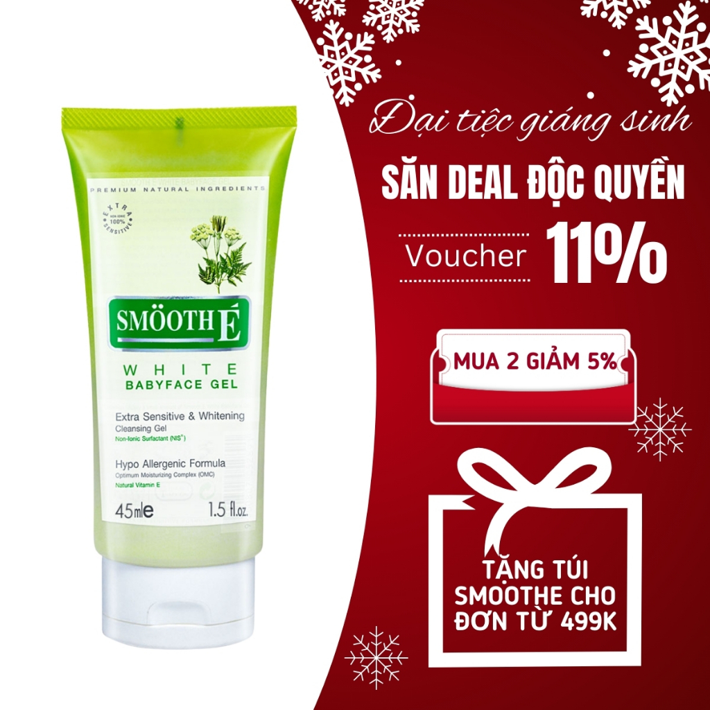 Smooth E VN - Sữa rửa mặt trắng dành cho da nhạy cảm Smooth E White BabyFace Gel 45ml