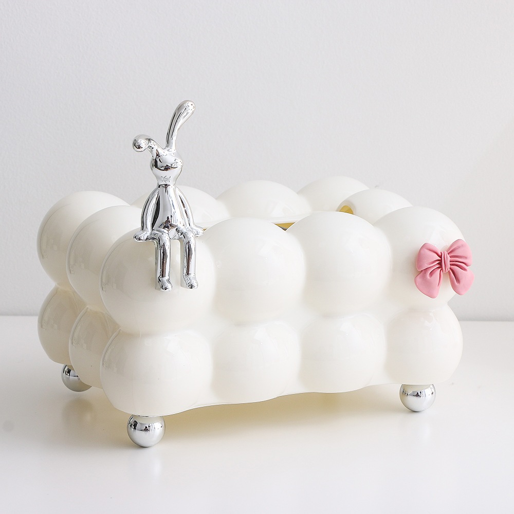 Hộp Đựng Khăn Giấy Hình Đám Mây Marshmallow Con Thỏ Để Bàn Phòng Khách Sang Trọng.