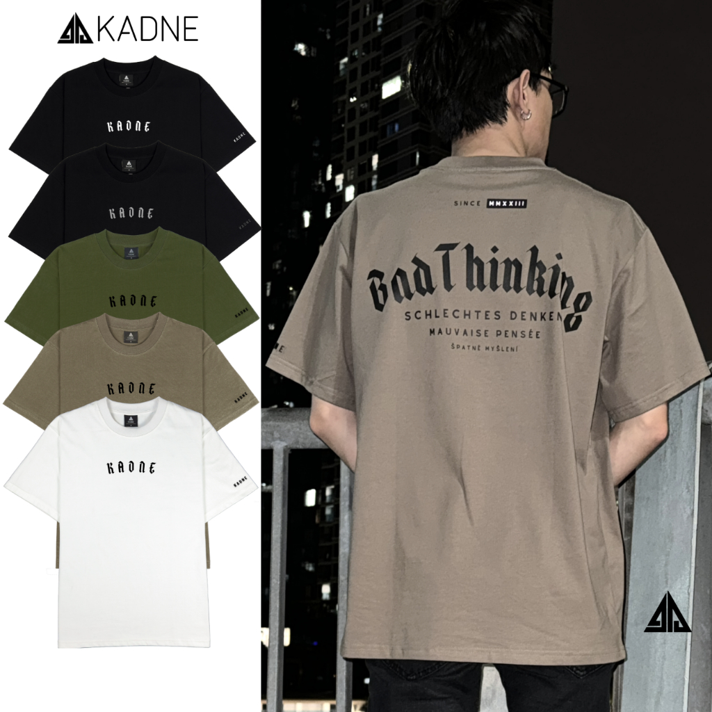 Áo thun Unisex 100% cotton 250GSM KADNE cổ tròn nam nữ form BASIC BADTHINKING