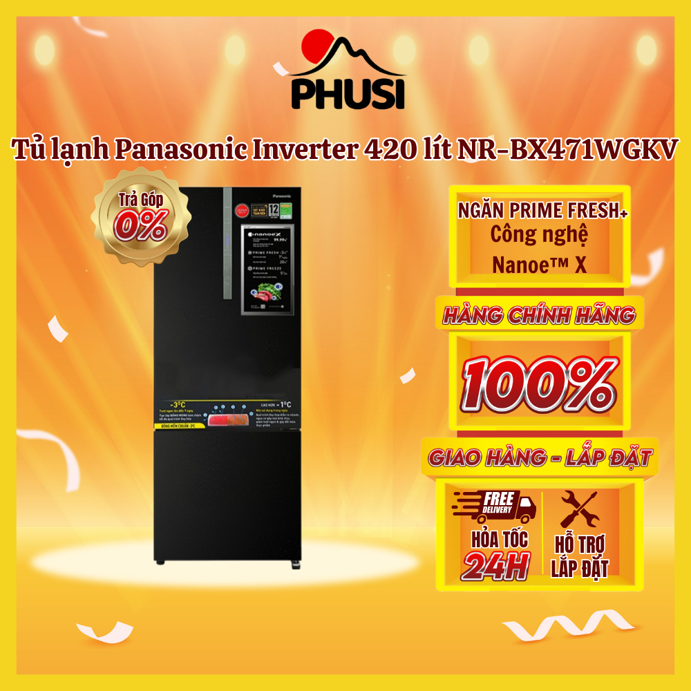 - Tủ lạnh Panasonic Inverter 420 lít NR-BX471WGKV
