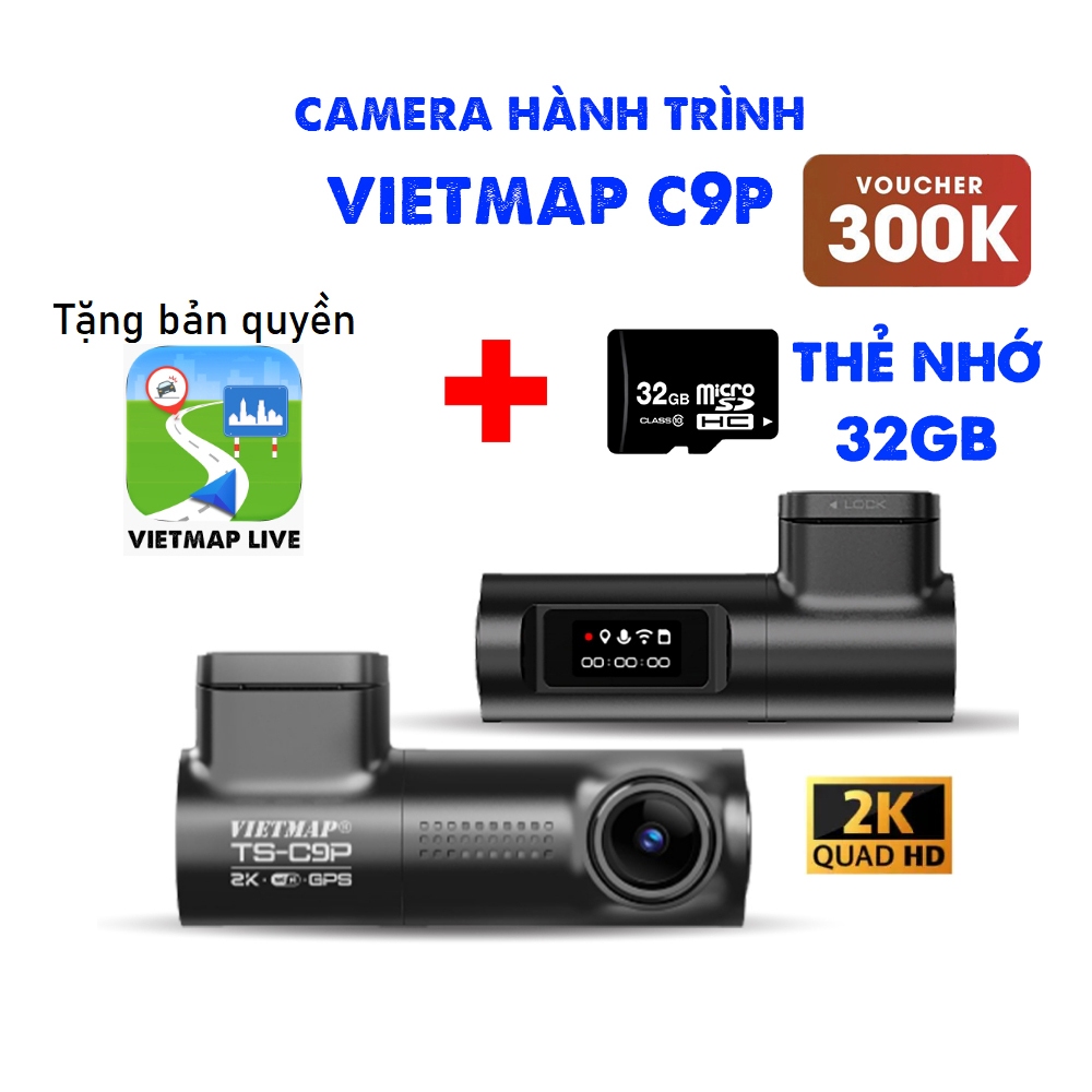 Camera Hành Trình VIETMAP TS-C9P Độ Phân Giải 2K Tích Hợp GPS Tặng Bản Quyền Vietmap Live 1 Năm