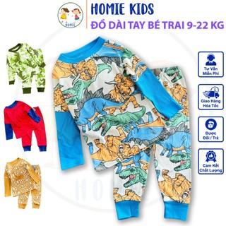 Bộ Quần Áo Dài Tay Bé Trai Set Đồ Bộ Cho Bé Trai 9-22 Kg Thun Cotton Bozip Xuất Mặc Mát In Hoạt Hình Homie Kids