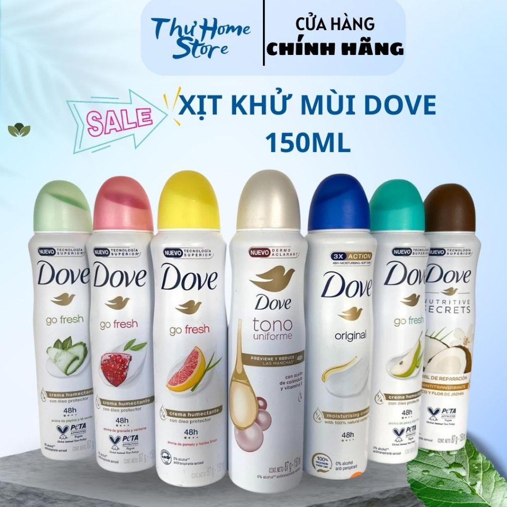 Xịt Khử Mùi Toàn Thân, Kháng Khuẩn Dove Go Fresh Cho Nữ 150ml