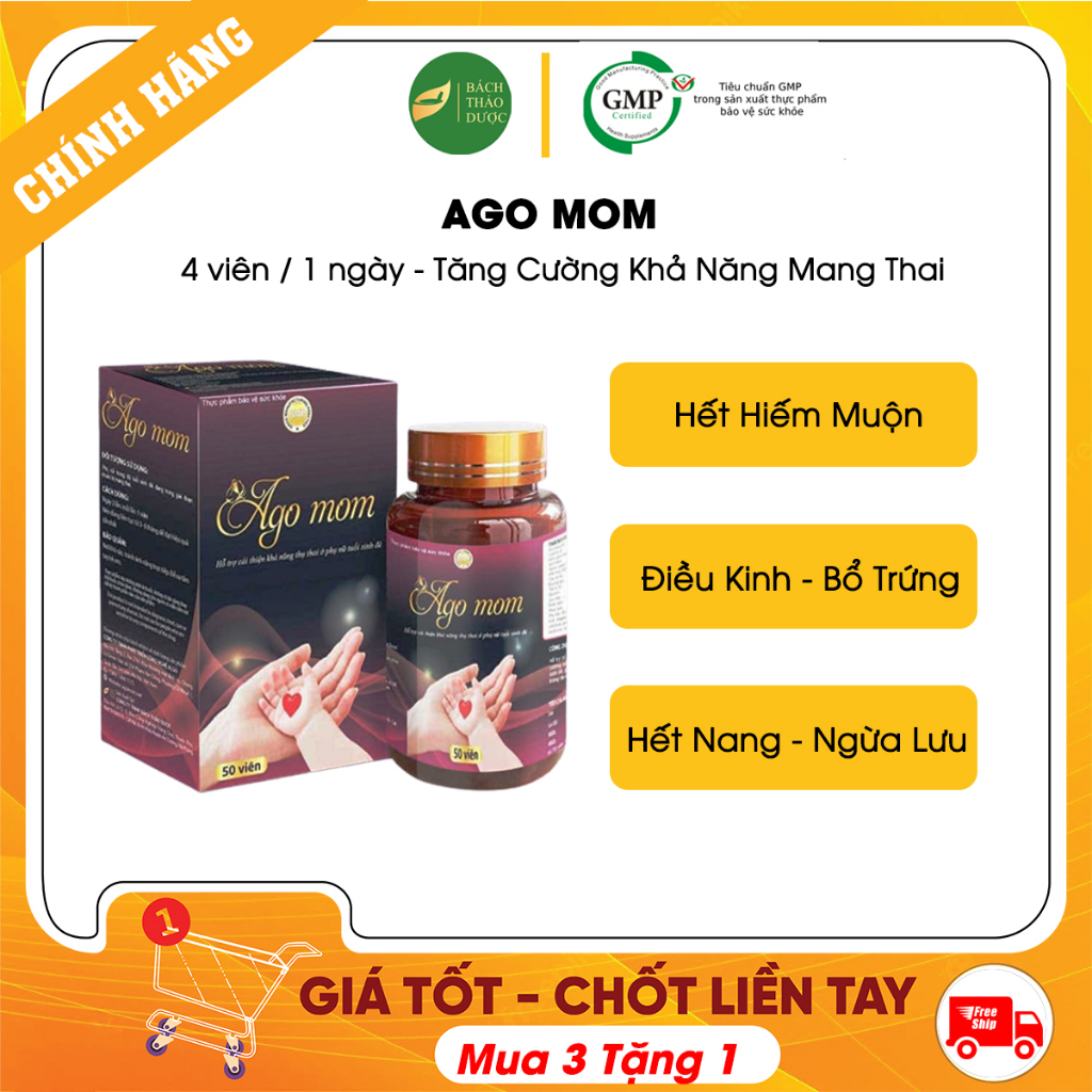 [ Freeship ] Viên Uống AGO MOM giúp tăng khả năng thụ thai, giảm vô sinh hiếm muộn, bổ trứng DÍNH BẦU sau 1 liệu trình