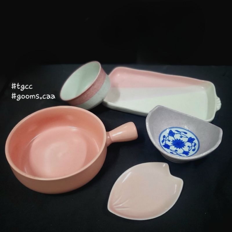 Tô (set) gốm màu hồng