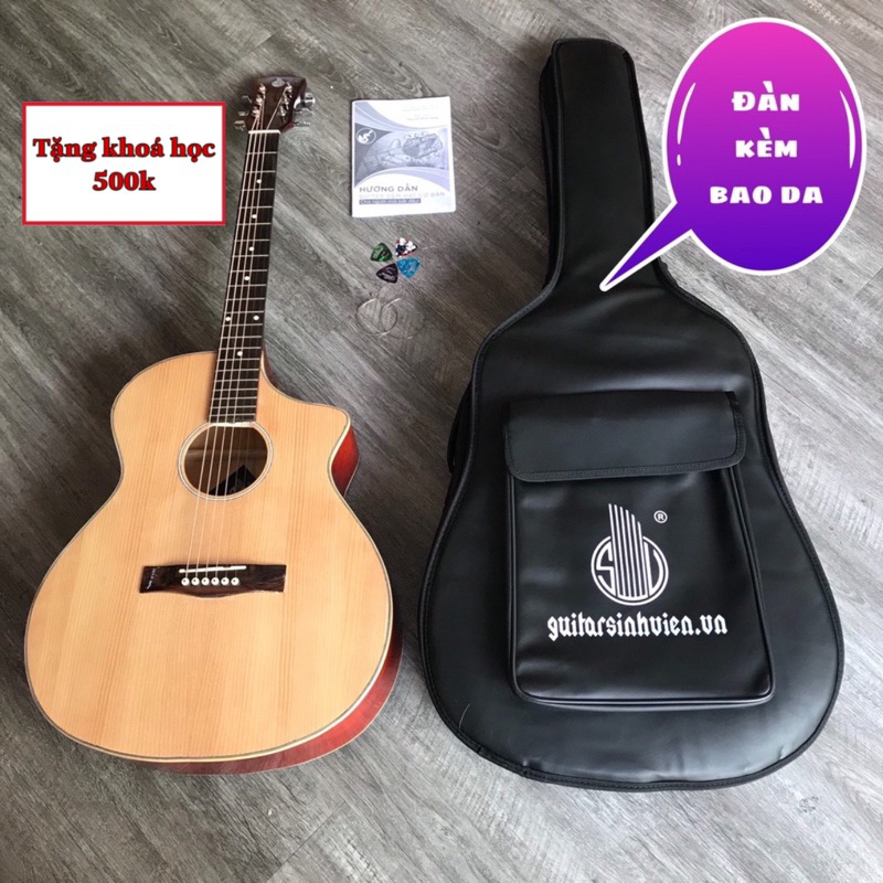 Đàn guitar acoustic SV-A1 có ty chỉnh màu gỗ - Tặng bao da và phụ kiện