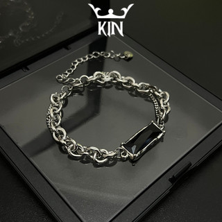  Vòng Tay Thép Titan Đính Đá Zircon Phong Cách hiphop Thời Trang Cho Nam Và Nữ Kin Accessories - Lắc Tay NOBILITY 
