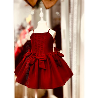 Đầm đỏ Noel Đầm Tết 3 nơ xinh xắn cho bé gái đi chơi NS06, thời trang váy đỏ cho bé gái đi chụp hình, đi tiệc