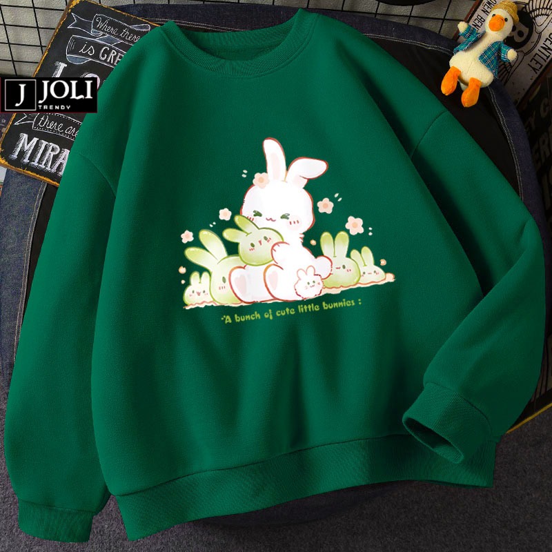 Áo Sweater Thỏ Bunch Cute Nam Nữ By JOLI Unisex Chất Nỉ Lót Bông Form Rộng
