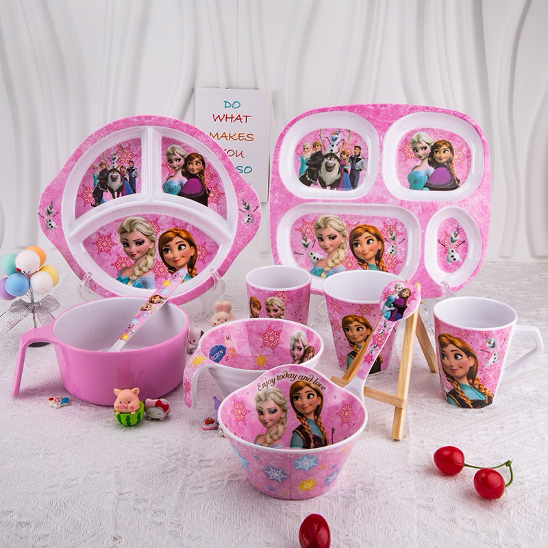 Bộ Bát Đĩa Khay Ăn Dặm Cho Bé Hình Elsa chống sốc.