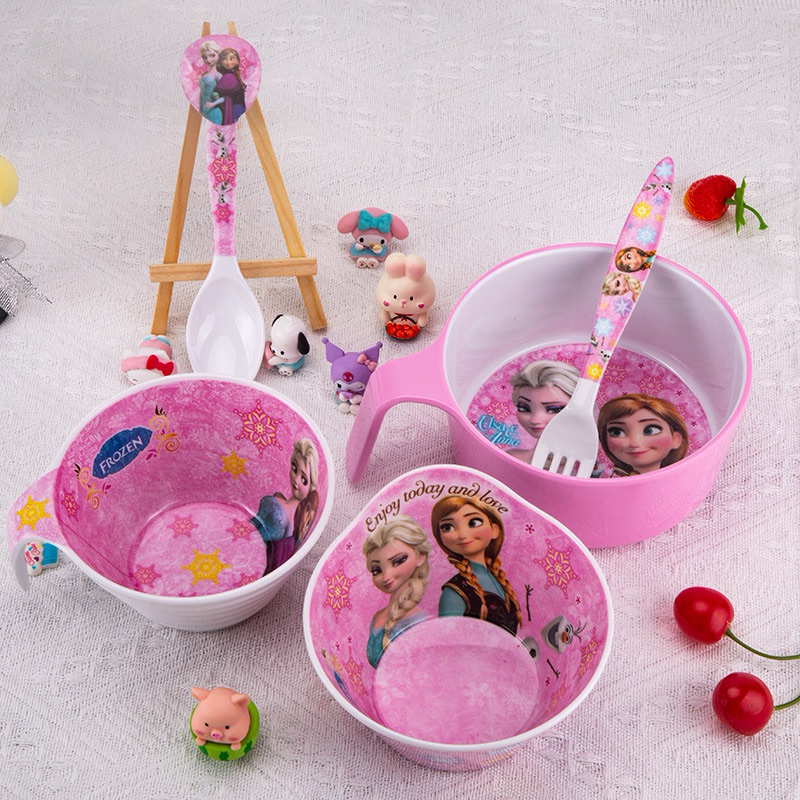 Bộ Bát Đĩa Khay Ăn Dặm Cho Bé Hình Elsa chống sốc.