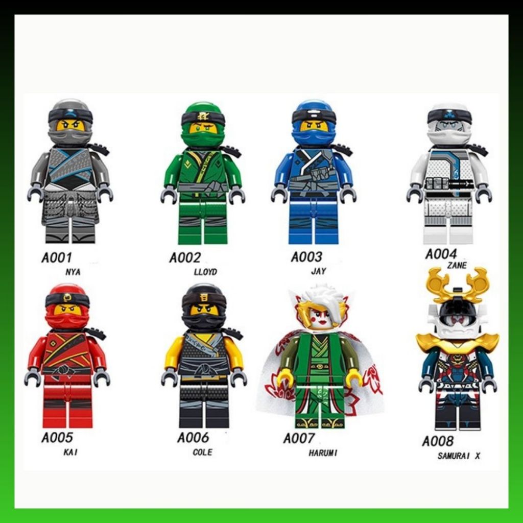 Đồ chơi lắp ráp minifigures Ninjago LeLe A001 - A008 - Lắp ghép xếp hình nhân vật Ninja Kai Cole Jay Zane Lloyd Nya Wu