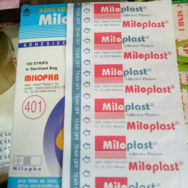 Hộp băng keo cá nhân Miloplast, gạc vết thương, an toàn tiện dụng cho gia đình và các cơ sở y tế