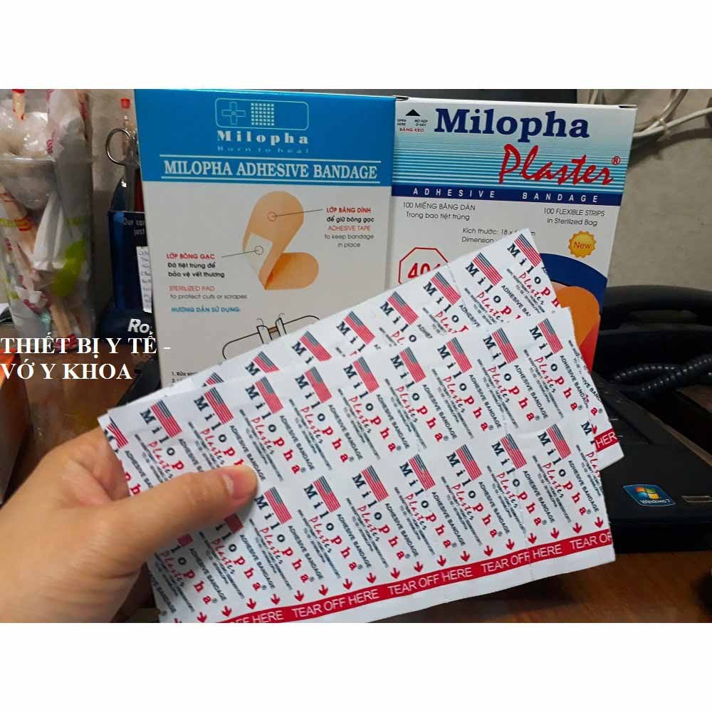 Hộp băng keo cá nhân Miloplast, gạc vết thương, an toàn tiện dụng cho gia đình và các cơ sở y tế