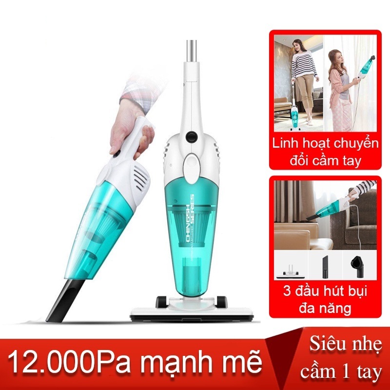 Máy hút bụi cầm tay có dây DX118C Deerma - 2 trong 1 với 3 loại đầu hút, lực hút khỏe 12000Pa