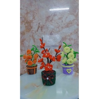 Chậu hoa đào mini kẽm nhung