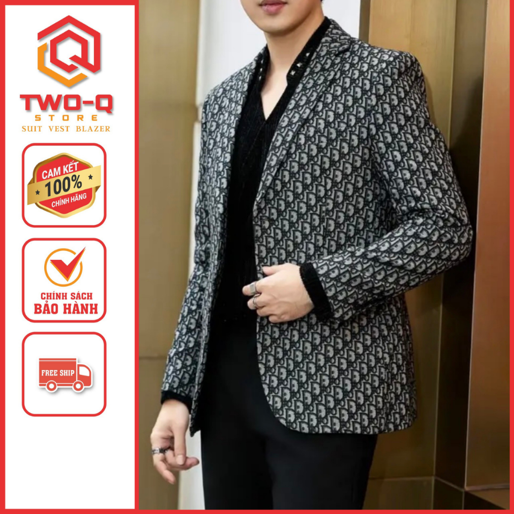 Áo Khoác Vest Blazer Nam Họa Tiết Cao Cấp trẻ trung phong cách Hàn Quốc - Q&Q STORE