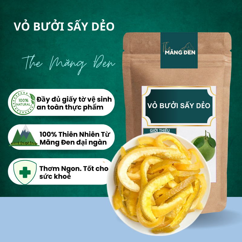 Vỏ Bưởi Sấy Dẻo Không Đường The Măng Đen 250g Đặc Sản Măng Đen Kon Tum