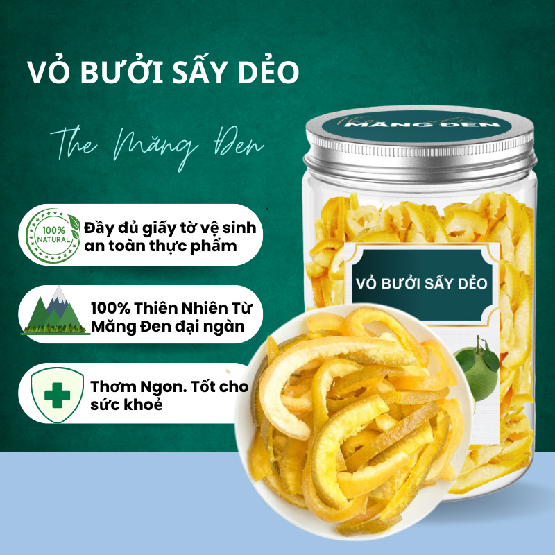 Vỏ Bưởi Sấy Dẻo Không Đường The Măng Đen 250g Đặc Sản Măng Đen Kon Tum