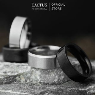 Nhẫn thép titan trơn vát cạnh kiểu dáng unisex đơn giản không gỉ - Cactus Accessoriesss