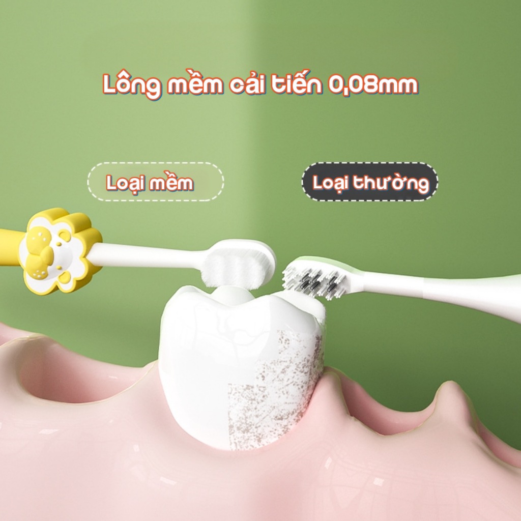 Bàn chải đánh răng lông cotton siêu mềm cho bé tập đánh răng