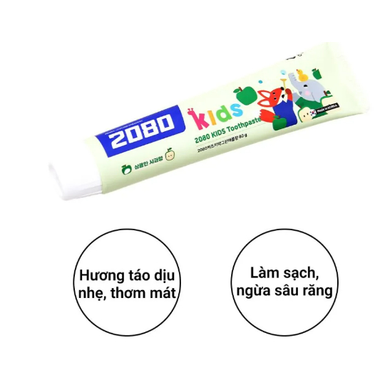 Kem đánh răng trẻ em ngừa sâu răng 2080 Kids Hàn Quốc 80g - Hương táo