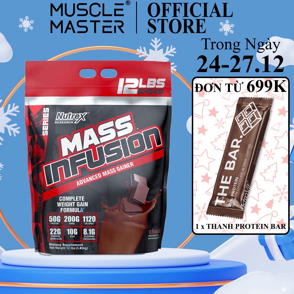 Sữa Tăng Cân Và Cơ Nạc Cao Cấp NUTREX MASS INFUSION 12LBS ( 5.4KG )