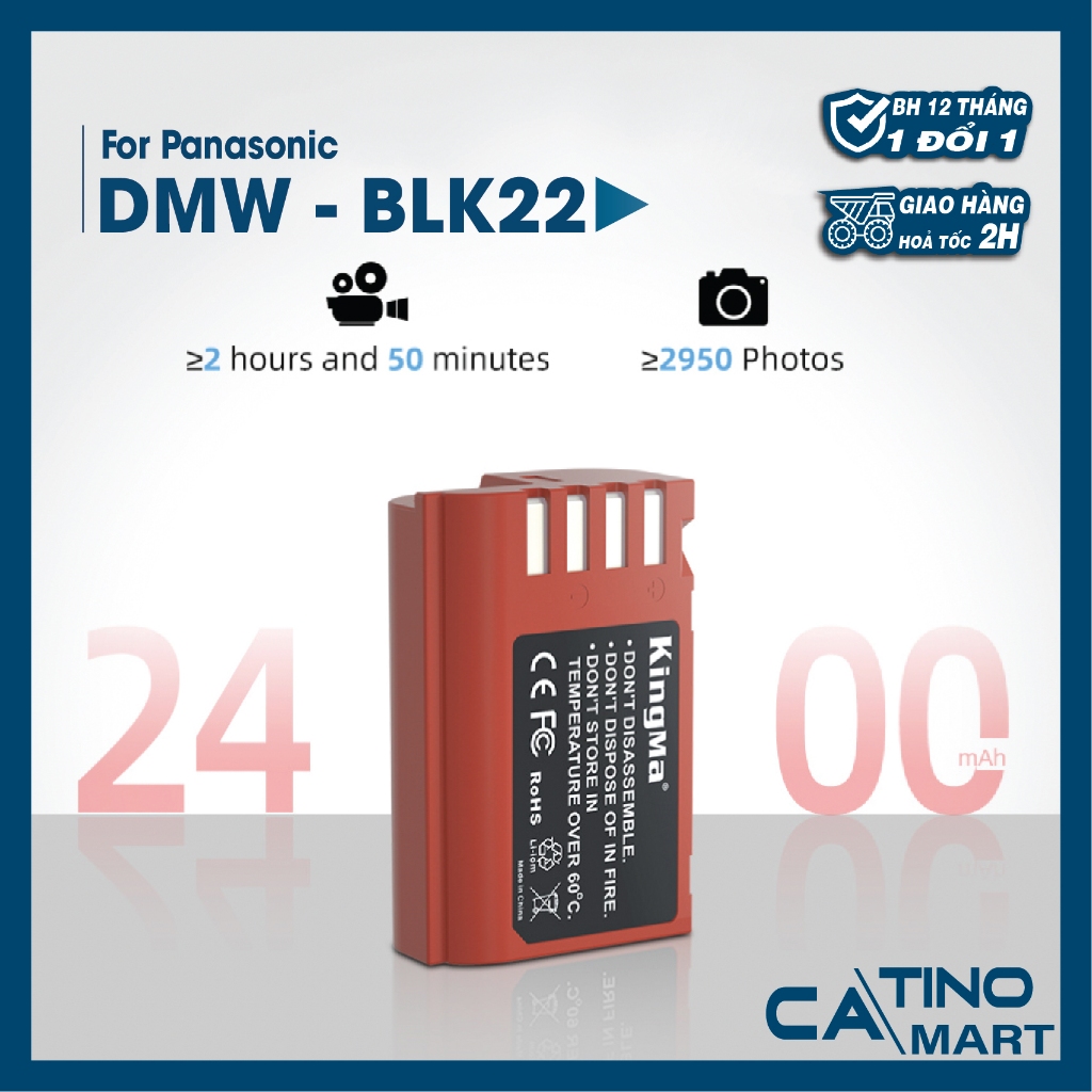 Pin DMW-BLK22 KingMa . Dung Lượng Cao Phiên Bản Mới Nhất . Tặng Kèm Hộp Chống Ẩm Pin Bảo HÀnh 12 Thá
