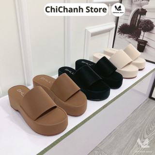 Dép Xuồng Đế Cao 6p Bản Ngang Lớn Cực HOT Chất Da Xi Lụa Mềm Đi Êm Chân - Chi Chanh Store A27