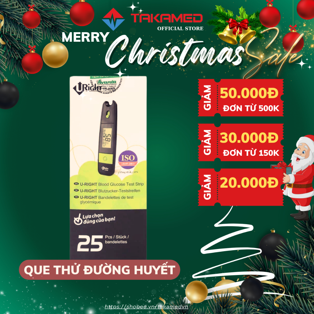 Que Thử Đường Huyết URIGHT TD-4265 Hộp 25 Que Dùng Cho Các Máy URIGHT TD-4265/4267/4269