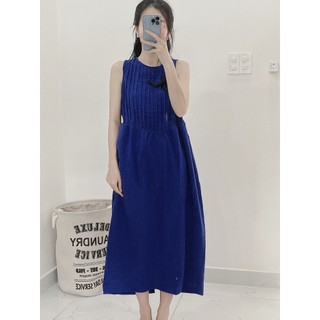 Đầm maxi babydoll xếp li ngực dáng phồng form suông rộng thoải mái