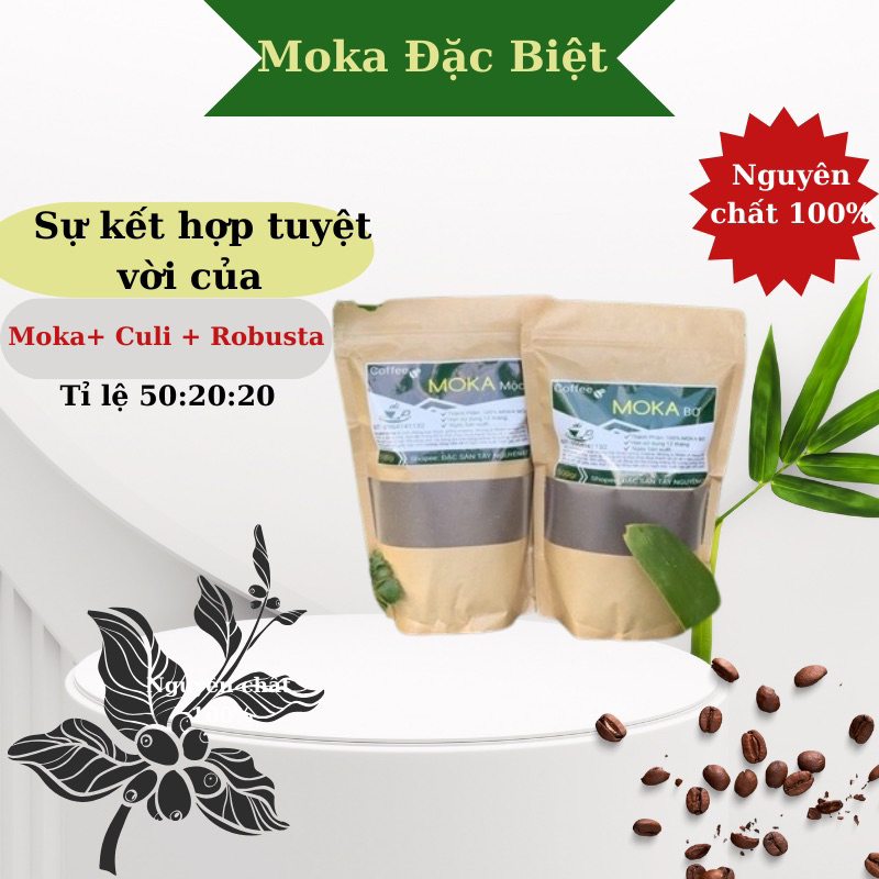 Cà phê Moka nguyên chất kết hợp culi + Robusta Đăk Lăk- cafe Nữ hoàng 500g