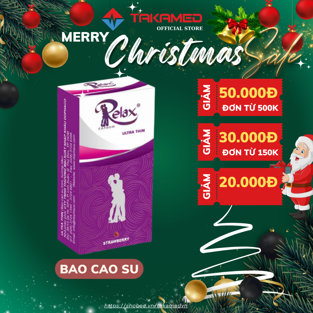 Bao cao su Relax Ultra Thin trơn, siêu mỏng, hương dâu hộp 12 BCS