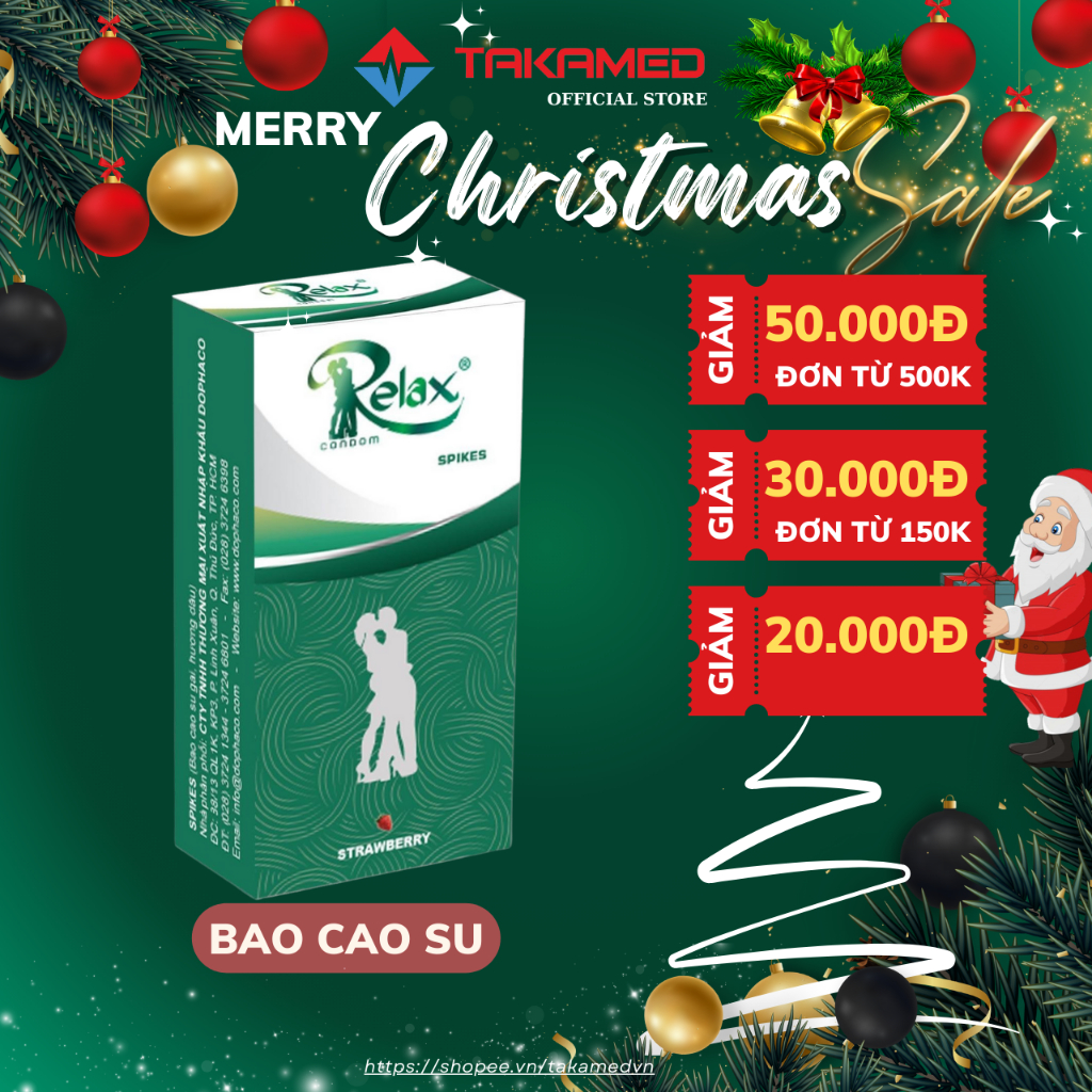 Bao cao su Relax Spikes siêu mỏng, gai, hương dâu hộp 12 BCS