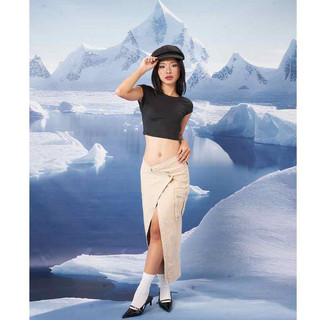 Chân váy dài kaki xẻ tà poppy skirt - rora