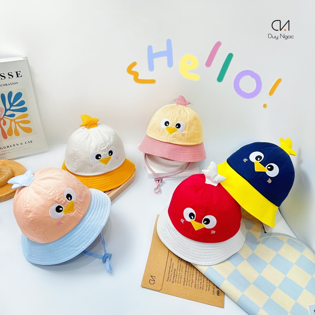 (Size 48 cm) Nón vành kiểu gà cute Duy Ngọc cho bé 1 đến 2 tuổi - Chất liệu cotton cao cấp, thoáng mát, mềm mại (8601)
