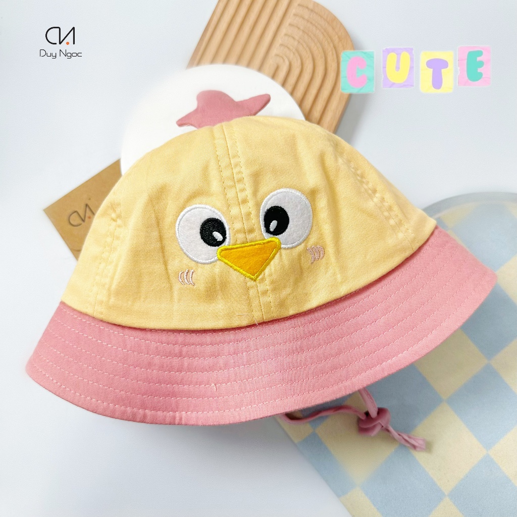 (Size 48 cm) Nón vành kiểu gà cute Duy Ngọc cho bé 1 đến 2 tuổi  - Chất liệu cotton cao cấp, thoáng mát, mềm mại (8601)