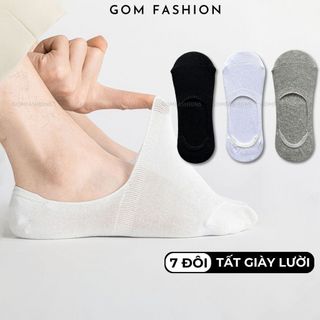 Set 7 đôi tất vớ lười nam GOMTAT trơn đi giày lười, có đệm cao su chống trượt gót chân
