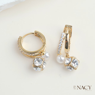 Khuyên tai chuôi bạc 925 đính đá Elega, bông tai nữ tính dịu dàng NACY KT028