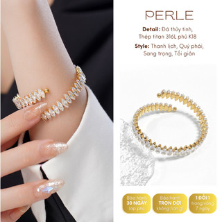 Vòng tay nữ titan không gỉ Perle, vòng tay đính đá cá tính NACY B902