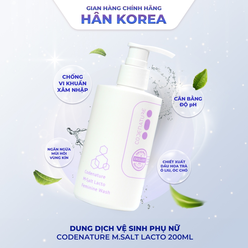 Dung dịch vệ sinh phụ nữ Codenature M.Salt Lacto 200ml - HÂN KOREA