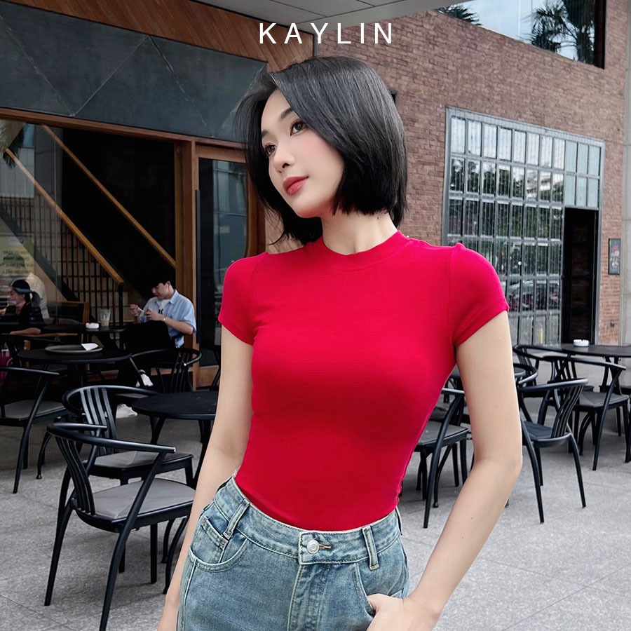 Áo thun Basic chất gân form ôm body phong cách mát mẻ KAYLIN - N2116