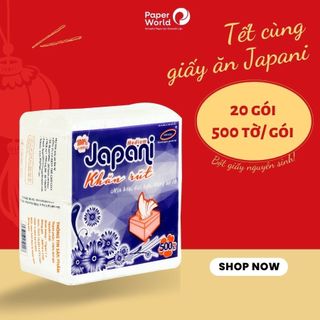 Khăn giấy rút Japani JP500x - Bột giấy nguyên sinh - Dùng lau miệng sau khi ăn - Combo 10 gói - 500 tờ/gói.