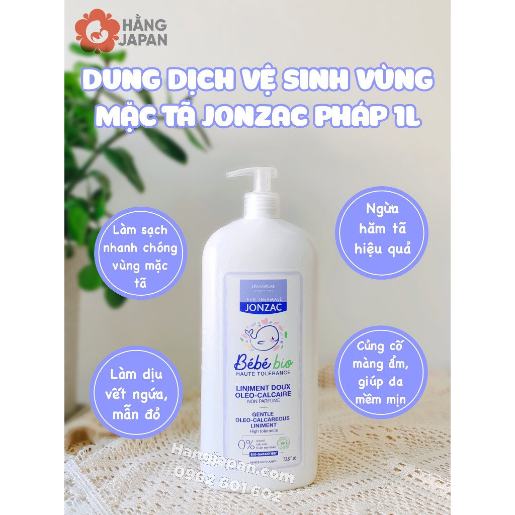 Bộ sản phẩm hữu cơ Jonzac vệ sinh thay tã bỉm chống hăm khử mùi cho bé từ sơ sinh hàng chính hãng