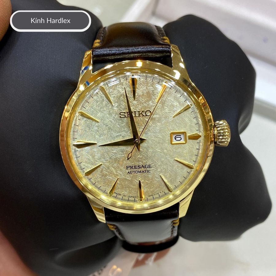 Đồng hồ cơ nam Seiko SRPH78J1 mặt kính Hardlex cao cấp, chống nước 5ATM, dây da đeo tay thời trang, lịch lãm