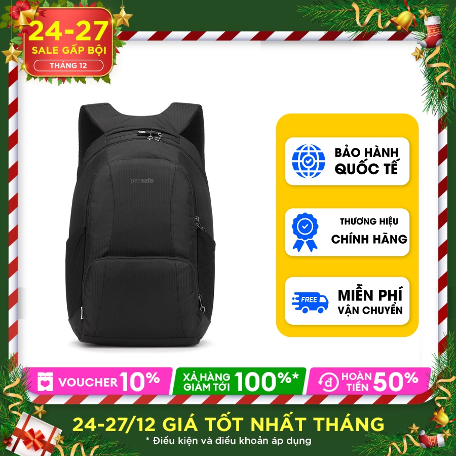 Balo laptop 16in Metrosafe LS450 Econyl PACSAFE - ÚC Khóa kéo với hệ thống khóa thông minh chống cắt